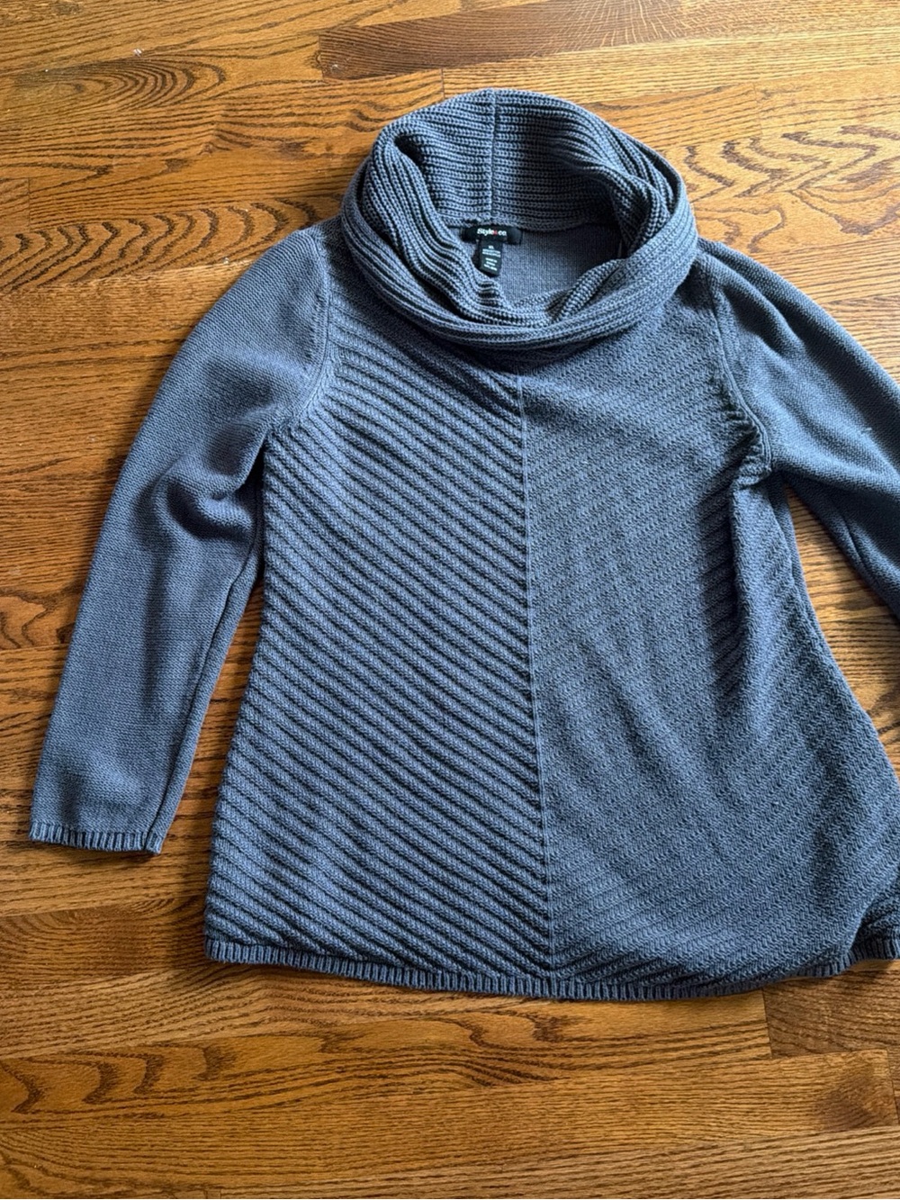 Style & Co. Slate Blue Cowl Neck Textured Pullover